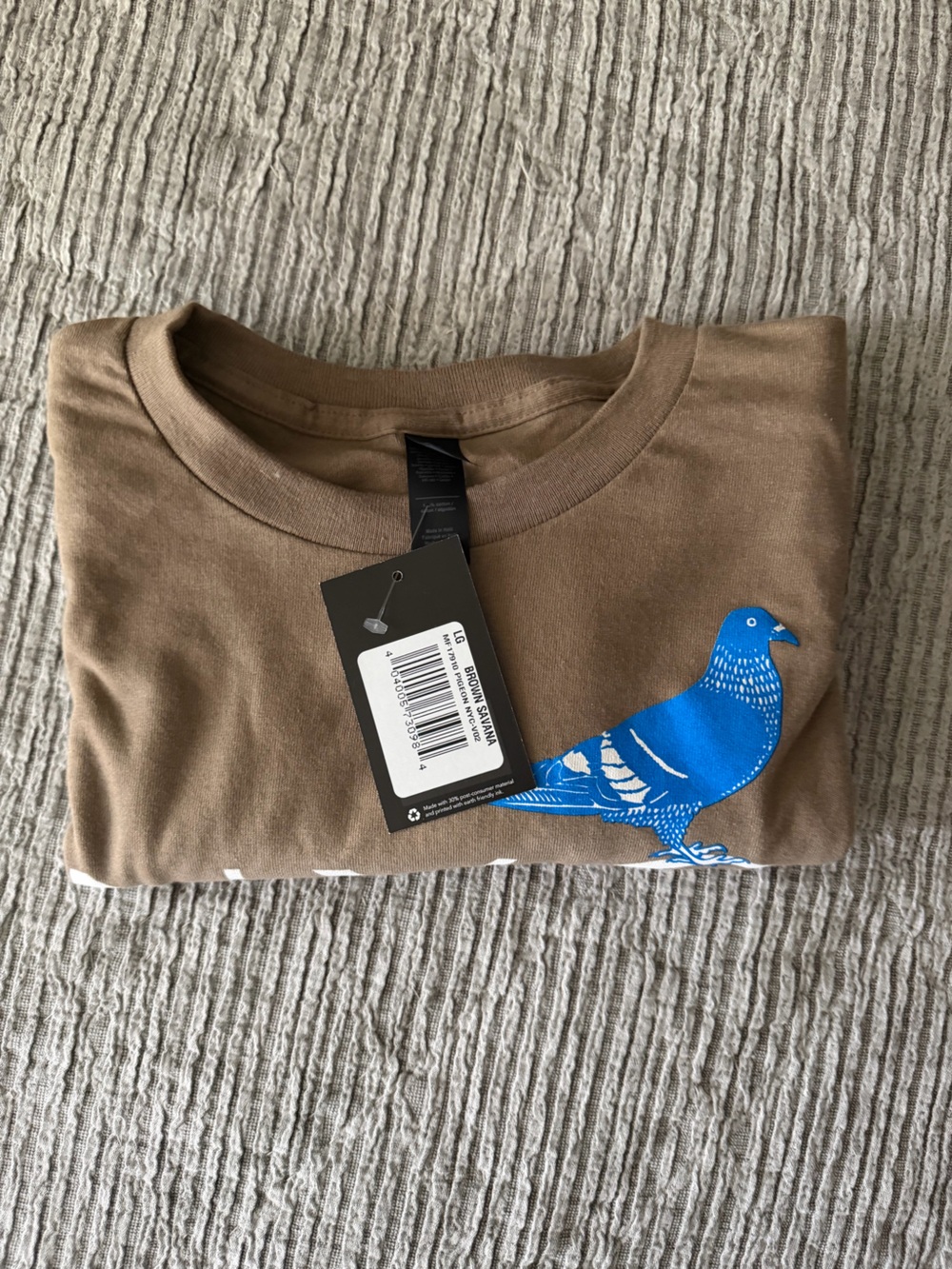 Brown T-Shirt with Blue Bird Graphic